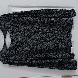 Black and Gray Floral Knit Top